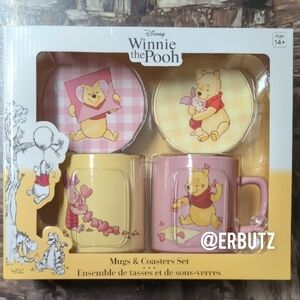Disney ©️ Winnie the Pooh 4pc Boxed Pooh & Piglet Matching Mugs & Coasters Set